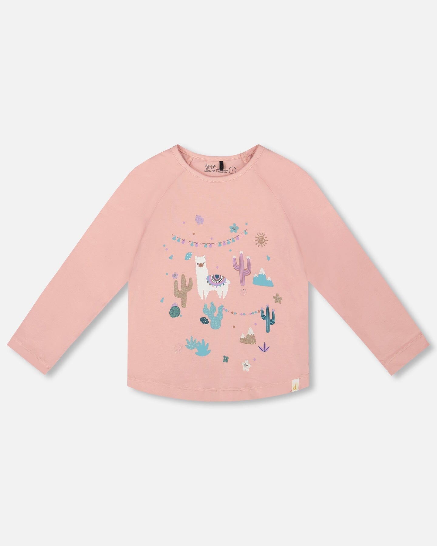 Organic Cotton T-Shirt Dusty Pink With Llama