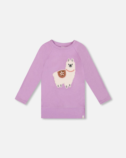 Super Soft Brushed Jersey Tunic Purple With Lama
