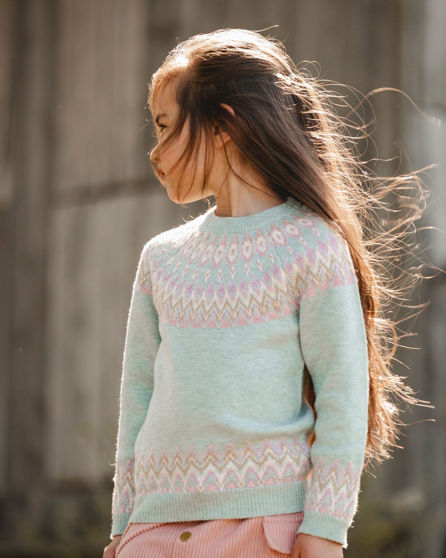 Sweater With Norwegian Jacquard Turquoise Blue