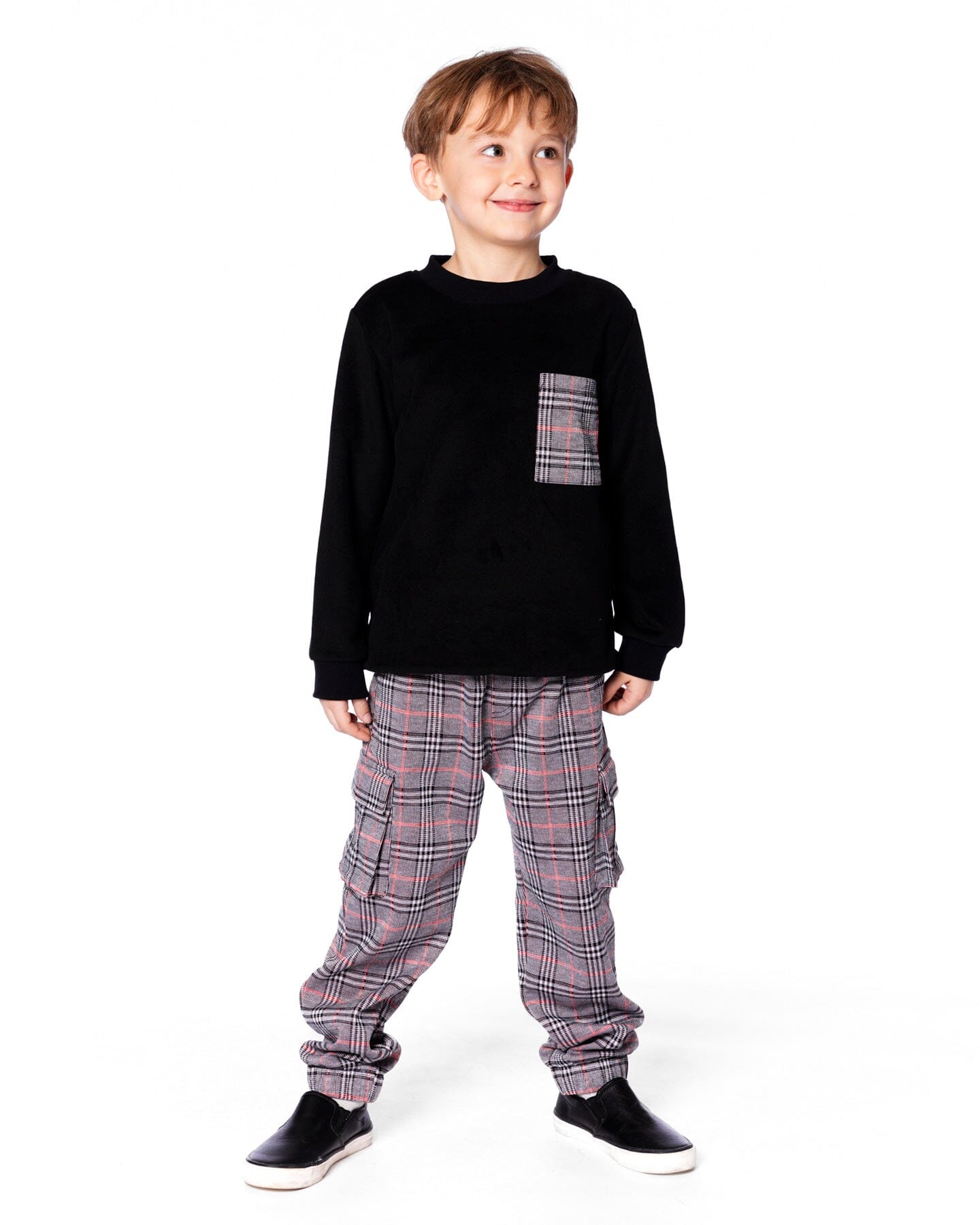 Plaid Cargo Pant Gray And Black