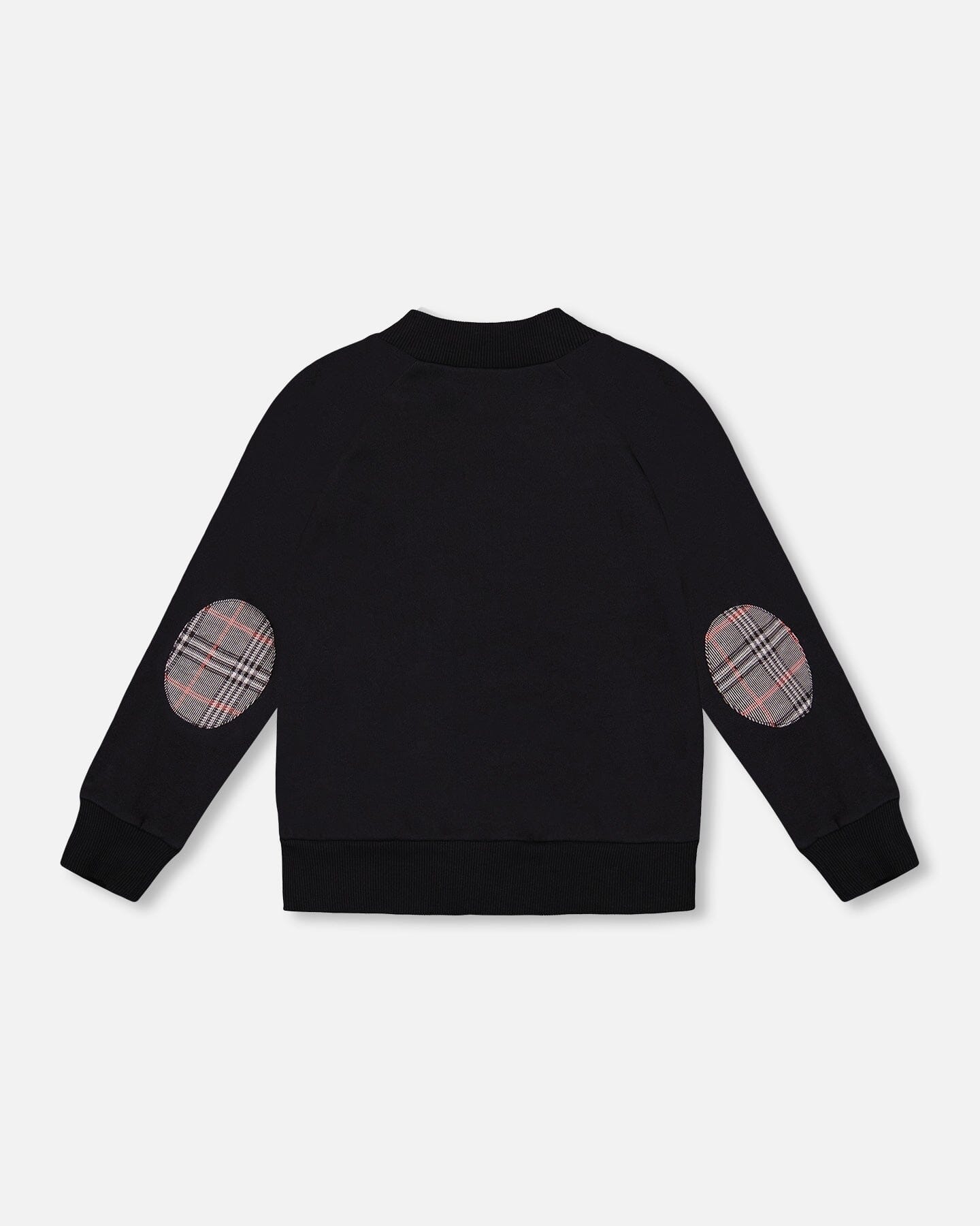 Bi-Material Zip Front Jacket Gray And Black Plaid