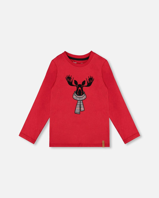 Jersey T-Shirt Cherry Red With Moose