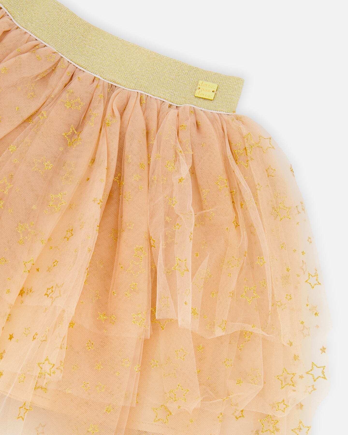 Multi Layer Glittering Mesh Skirt Beige