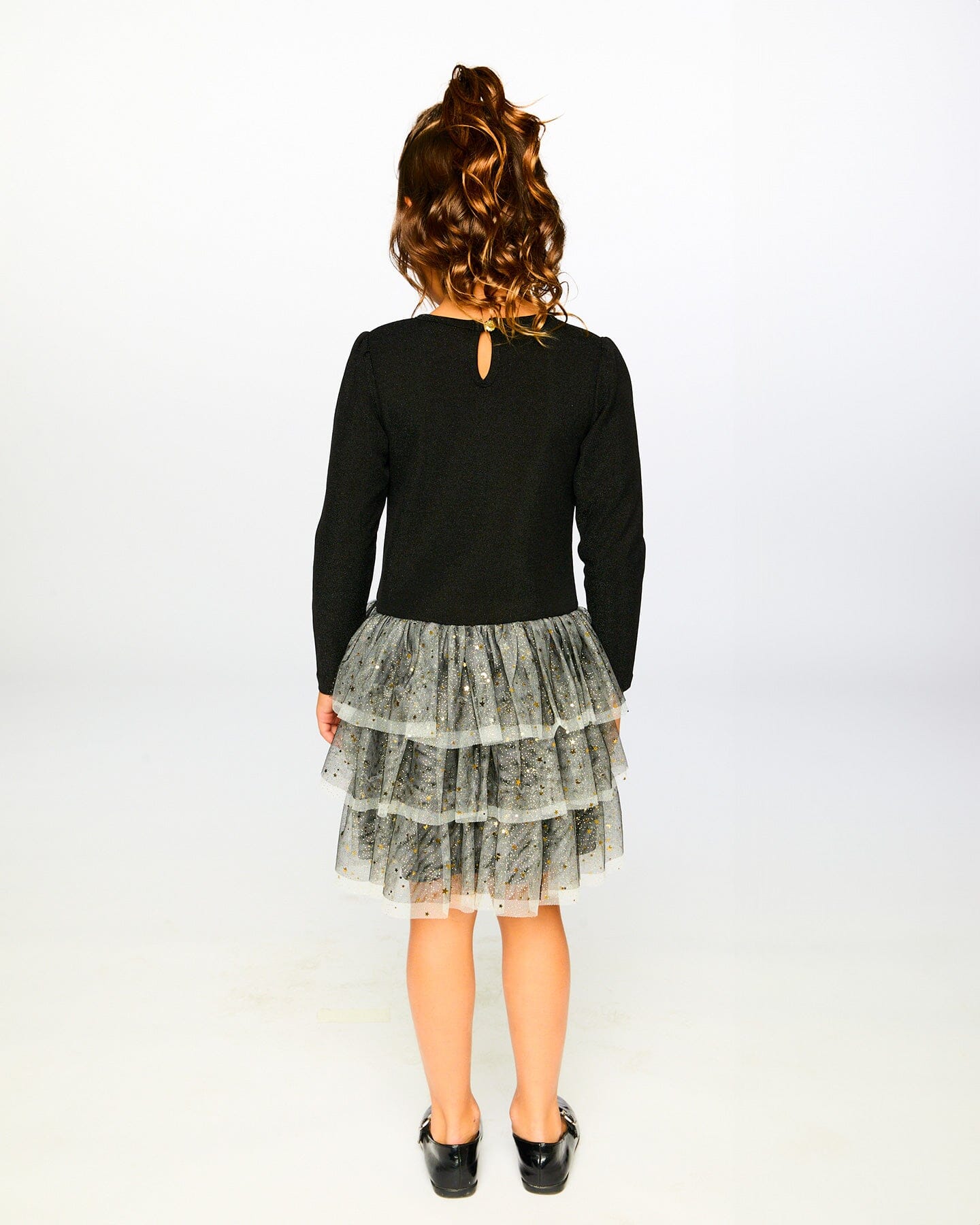 Glittering Mesh Skirt Party Dress Black