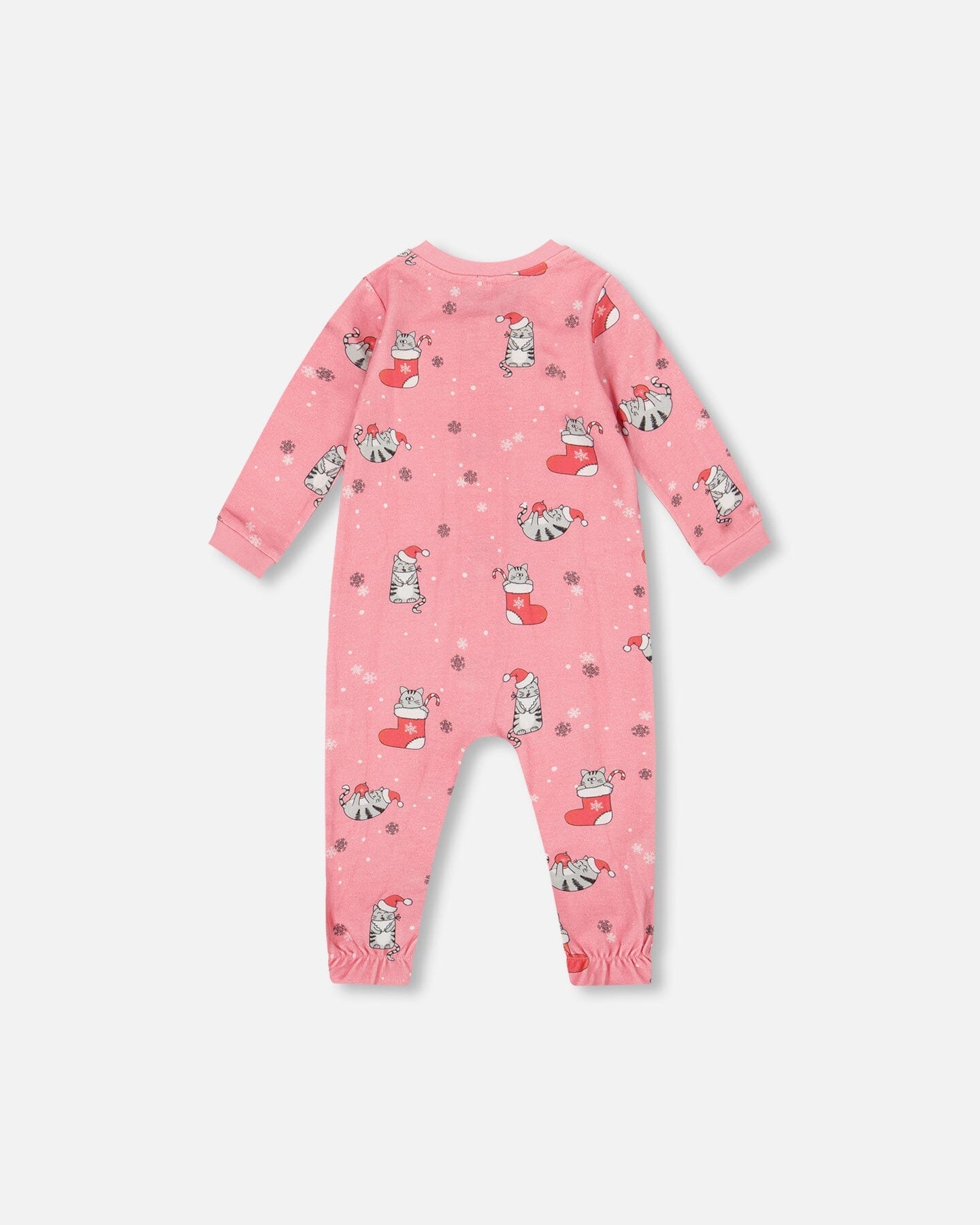 One-Piece Organic Cotton Pajama Pink Cat Print
