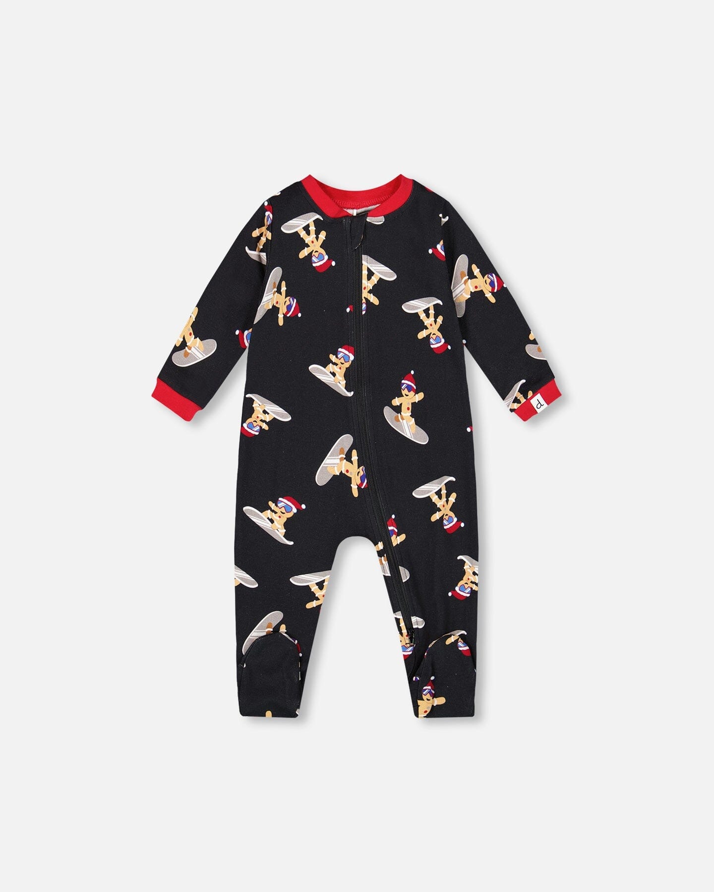 One-Piece Organic Cotton Pajama Black Cookie Print