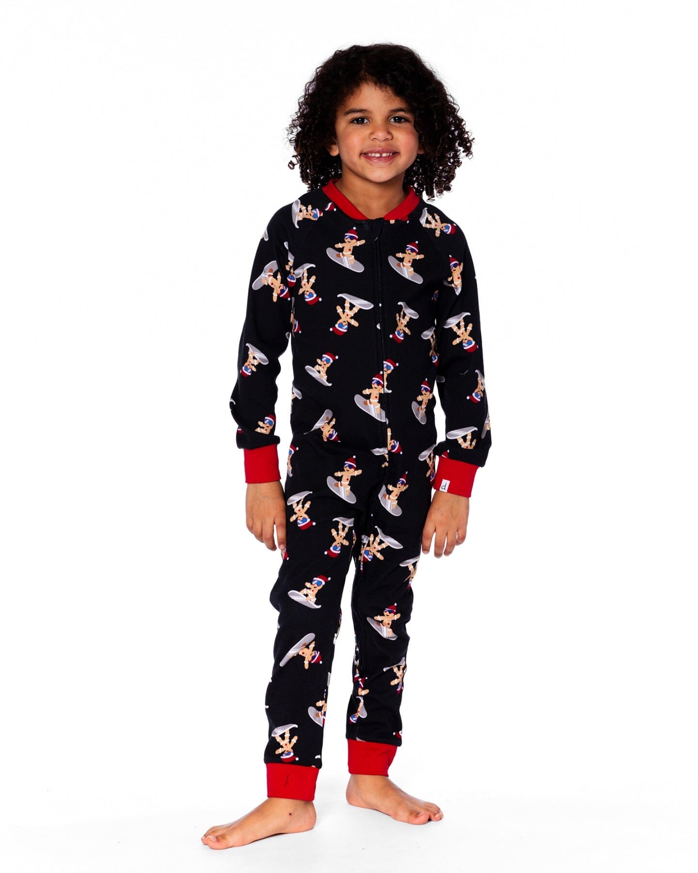 Organic Cotton Interlock One-Piece Pajama Black Cookie Print