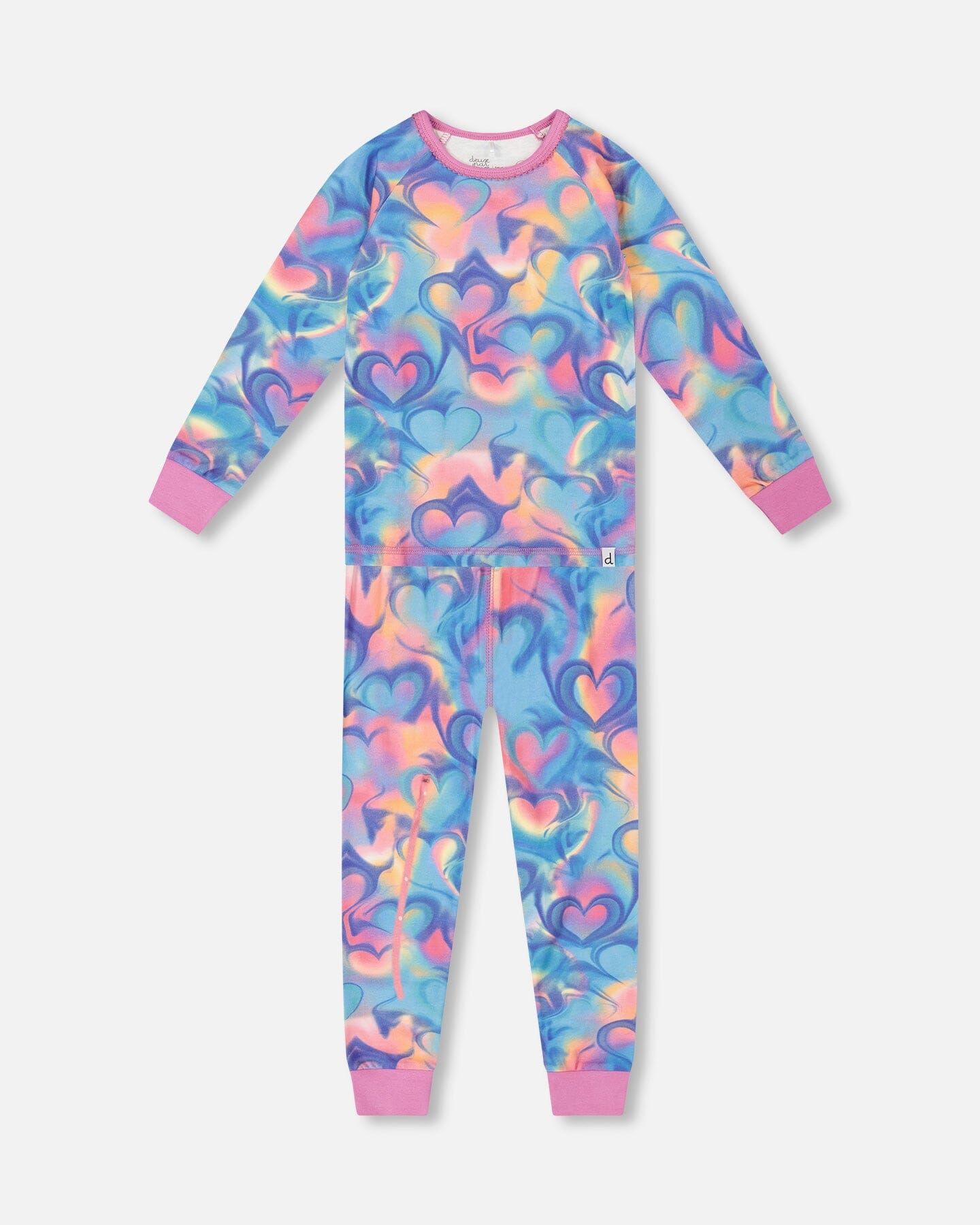 Organic Cotton Two-Piece Pajamas Rainbow Heart Print