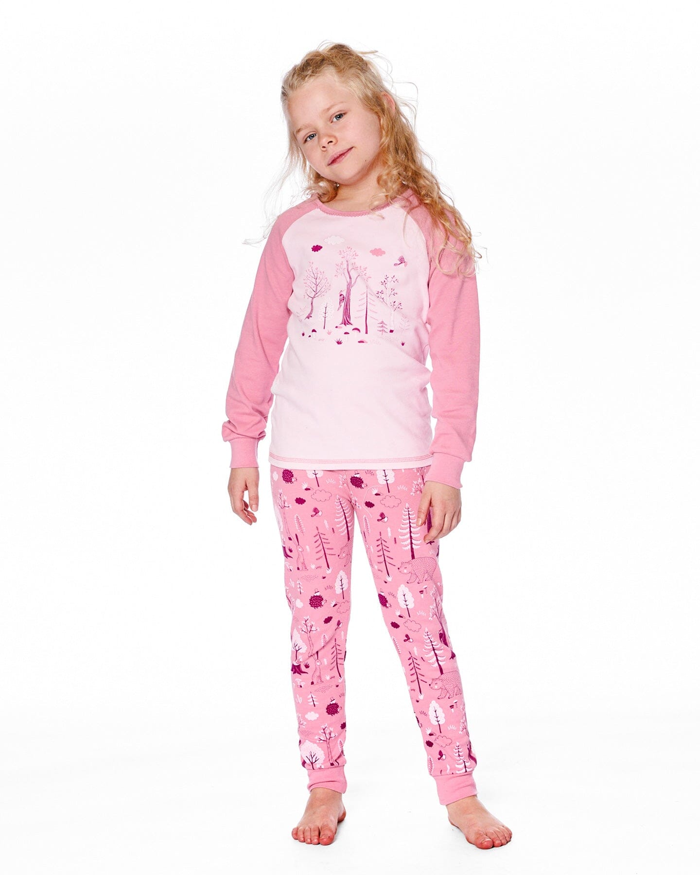 Organic Cotton Two-Piece Pajamas Pink Forest