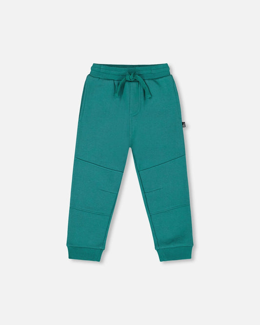 Fleece Sweatpants With Articulated Knees Forest Green