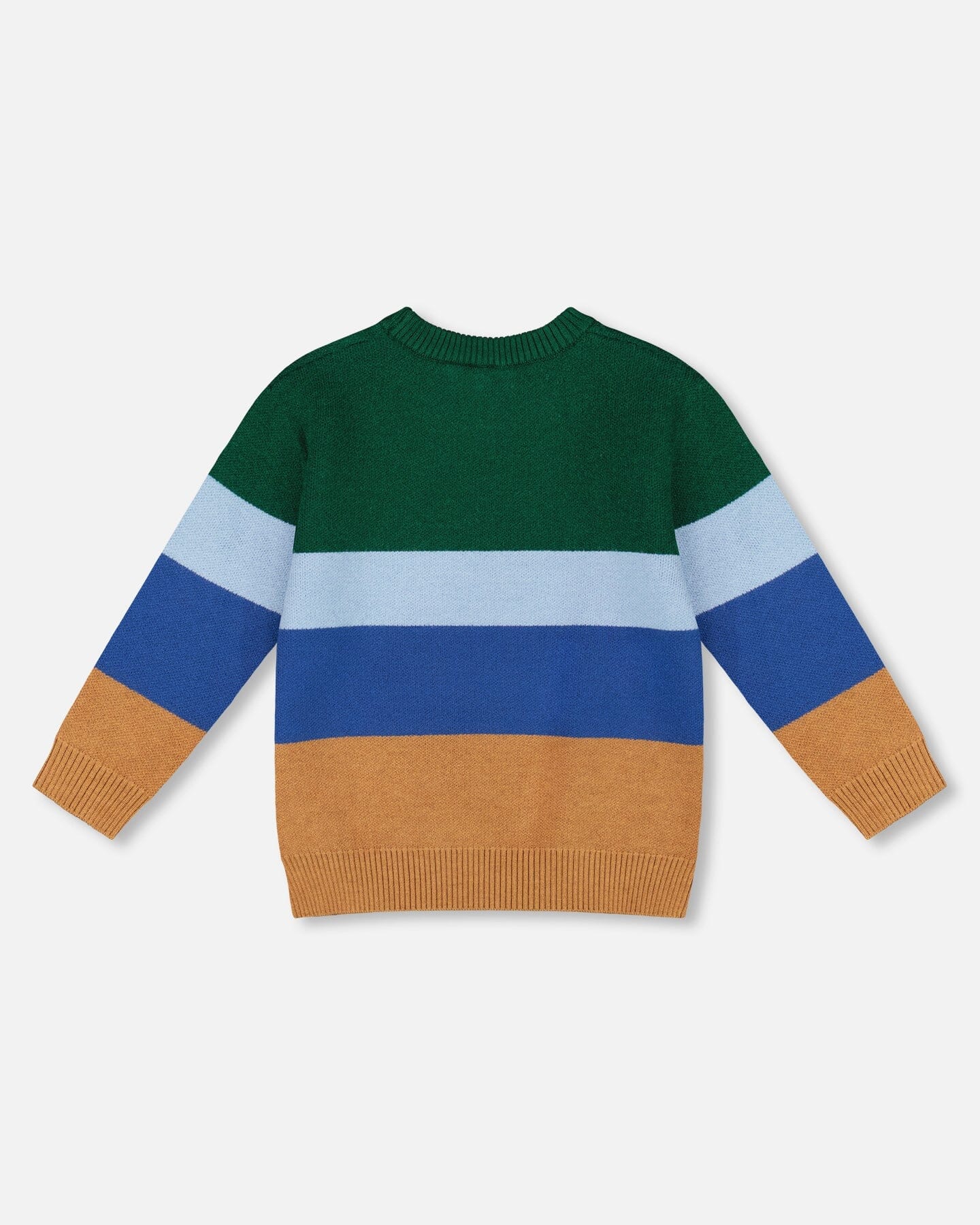 Long Sleeve Knit Sweater Blue, Green And Brown