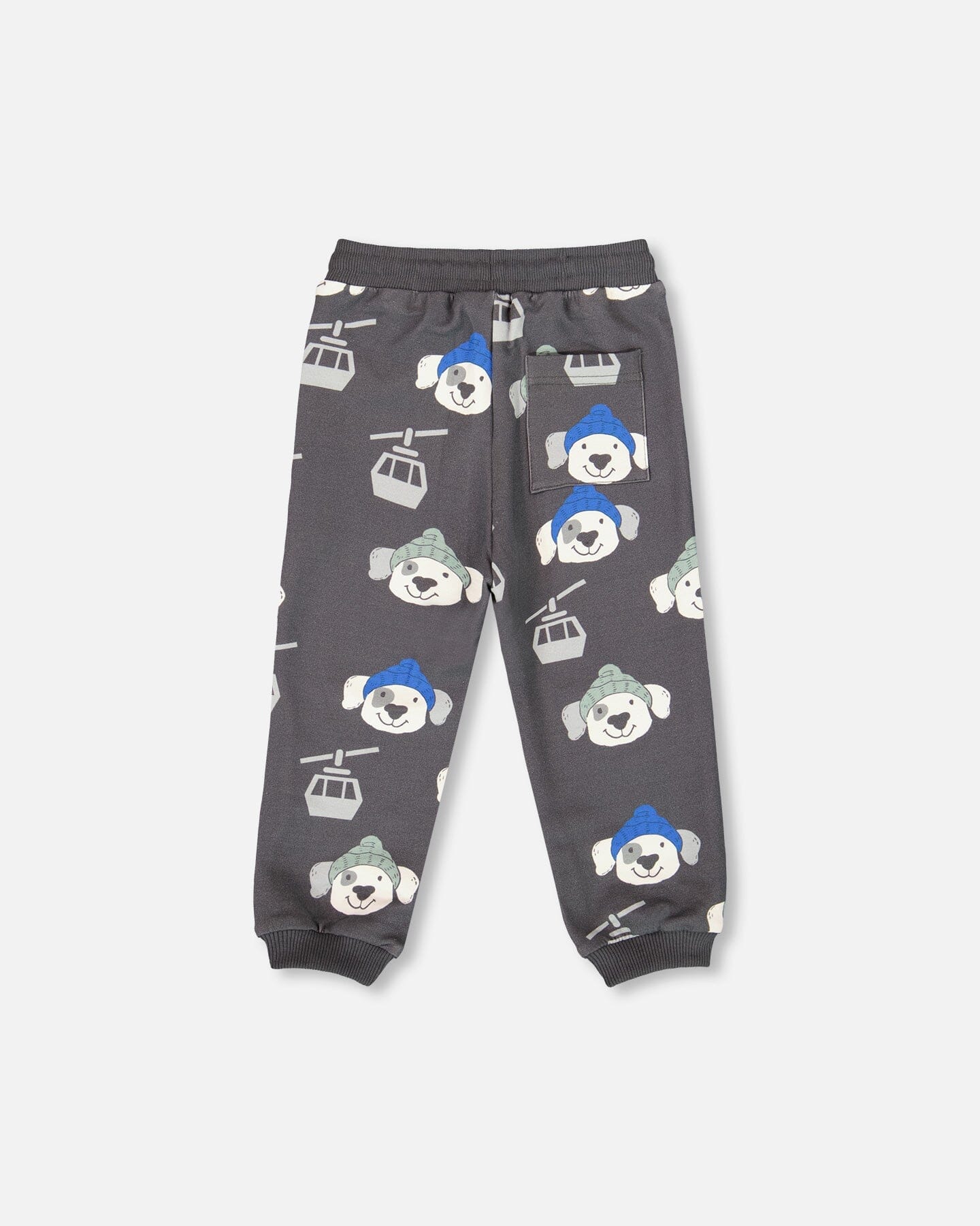 Fleece Sweatpants Gray Dog Print