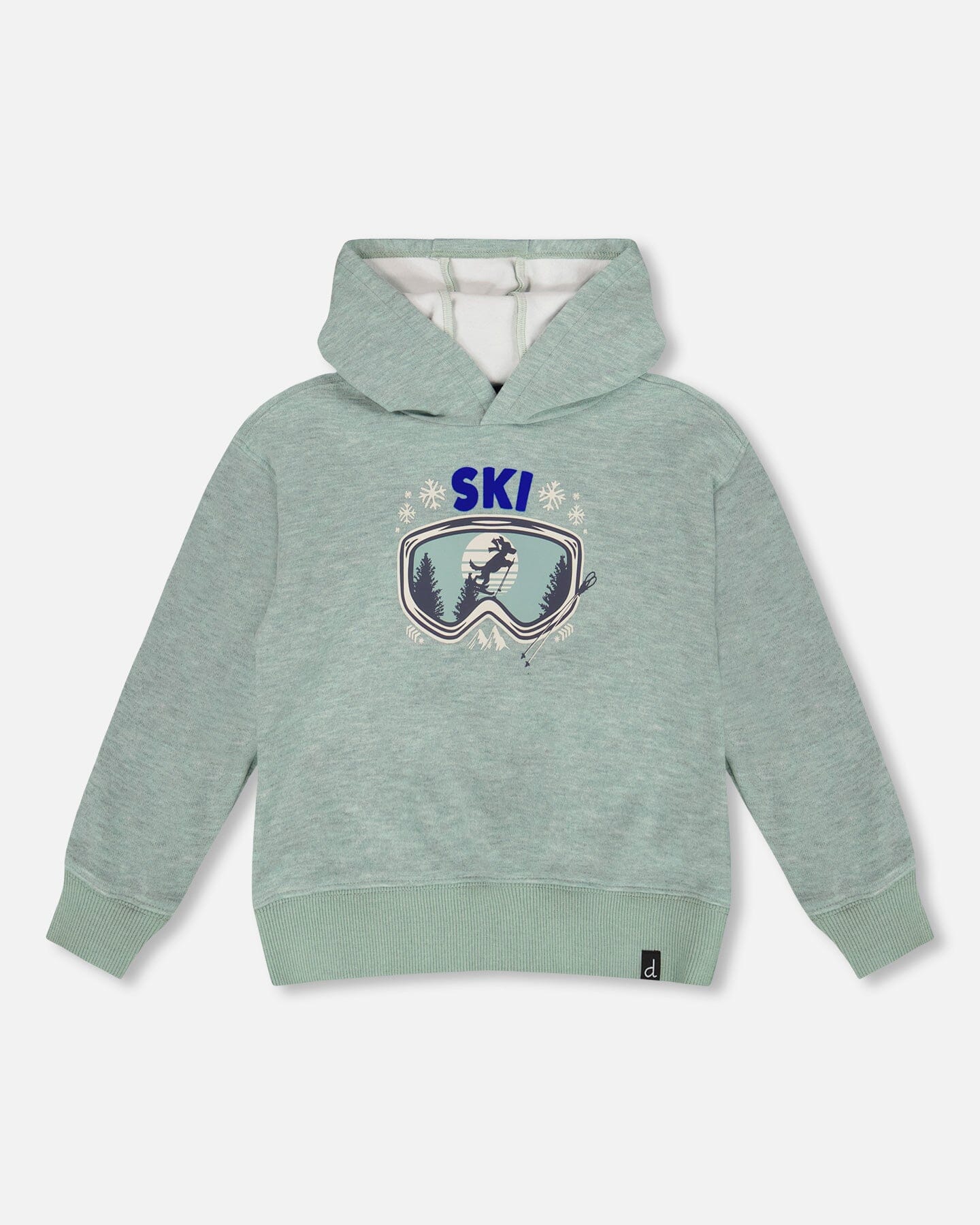 Super Soft Hooded Brushed Jersey Sweatshirt With Graphic Print Green