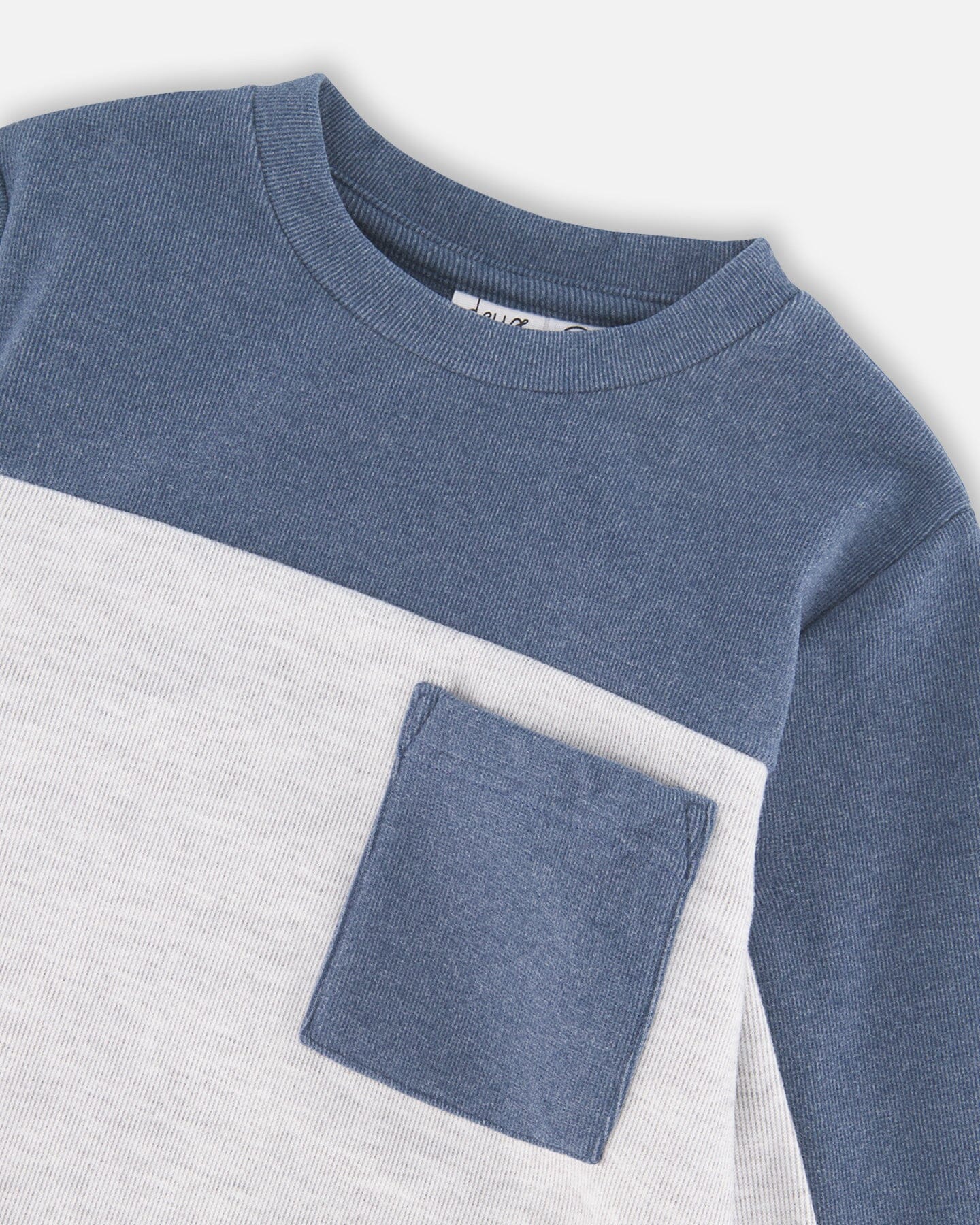 Long Sleeve Super Soft Brushed Jersey Top Color Block Light Heather Gray