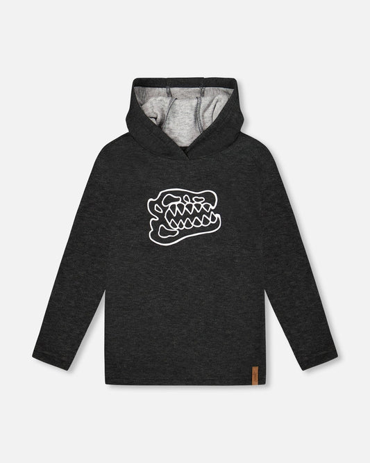 Long Sleeve Super Soft Brushed Jersey Hooded Tee Black