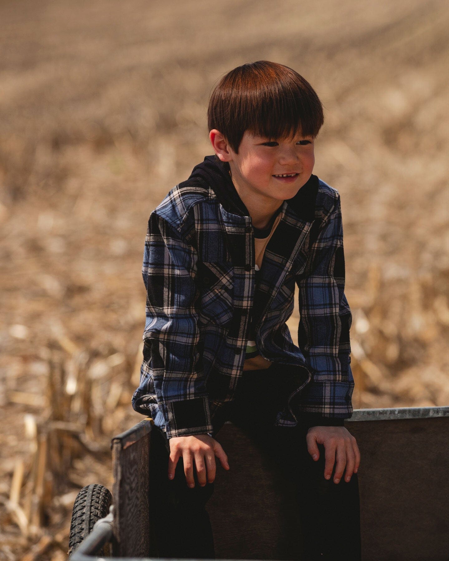 Long Sleeve Hooded Flannel Shirt Blue And Black