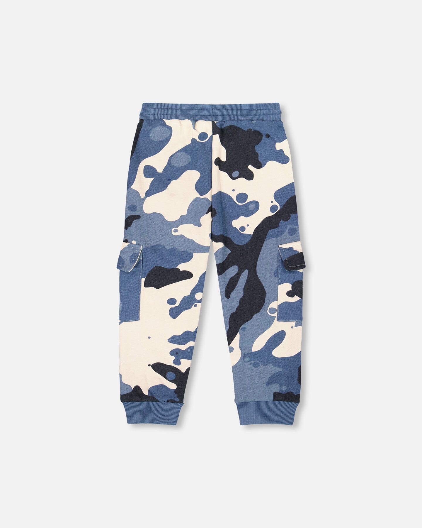 Fleece Sweatpants With Cargo Pockets Blue Camouflage