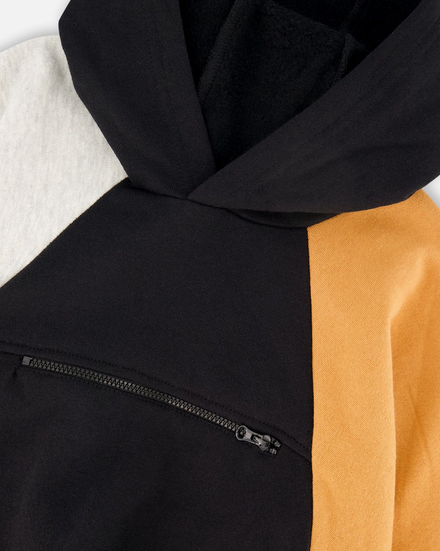 Pullover Hooded Fleece Sweatshirt With Zip Pocket Black