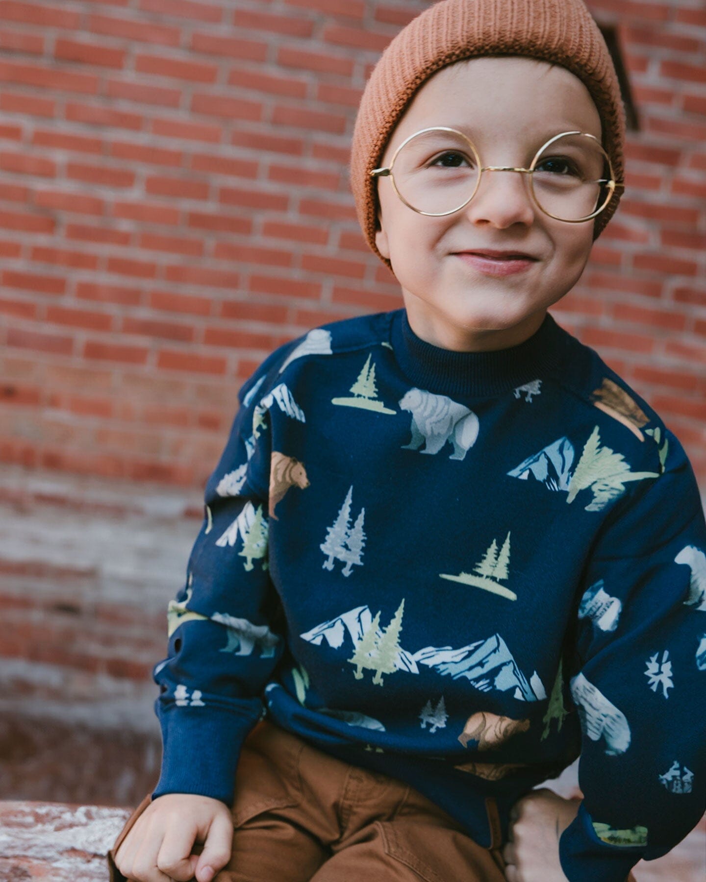 Pullover Fleece Sweatshirt Navy Animal Print