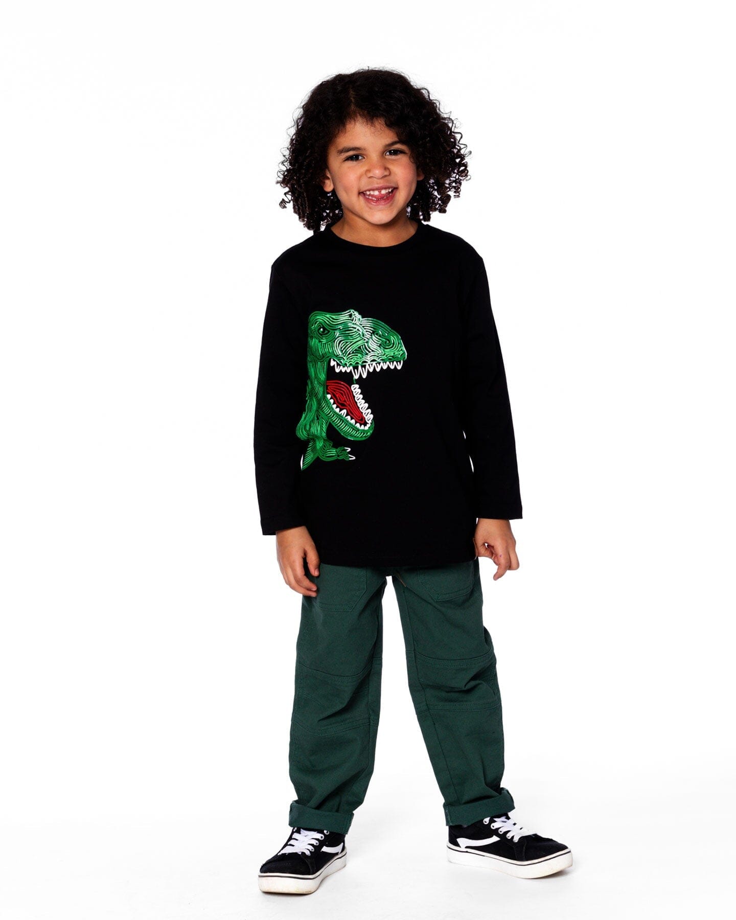 Long Sleeve Jersey Tee Shirt With Dinosaur
