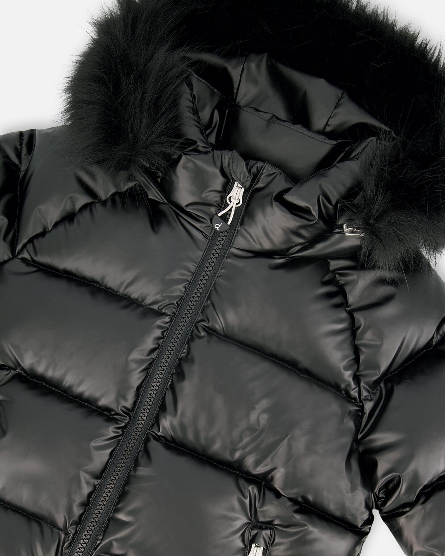 Black Quilted Bomber-Style Winter Coat