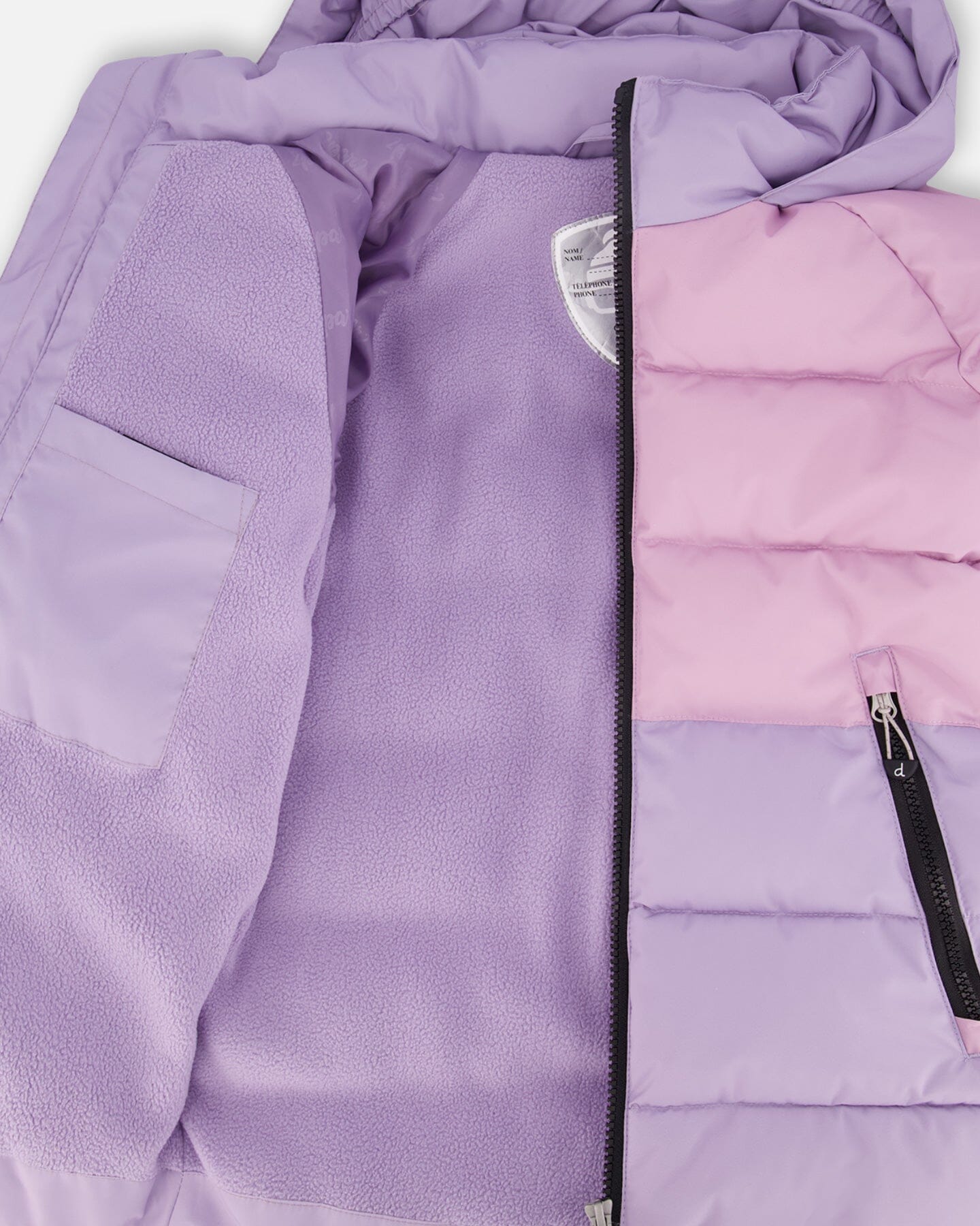 Colorblocked Puffy Winter Coat Purple Gray