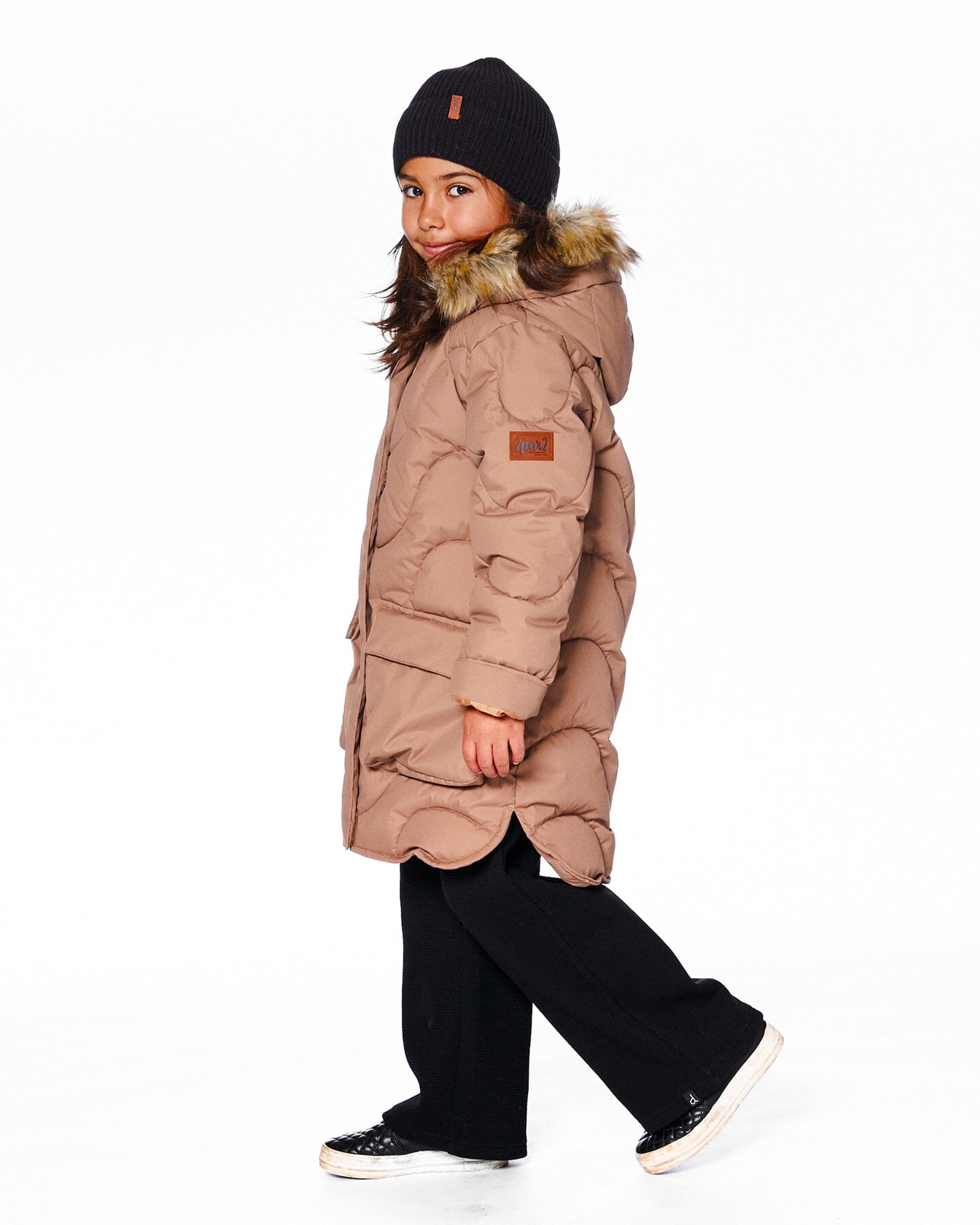 Long Wavy Quilt Puffy Winter Coat Chanterelle