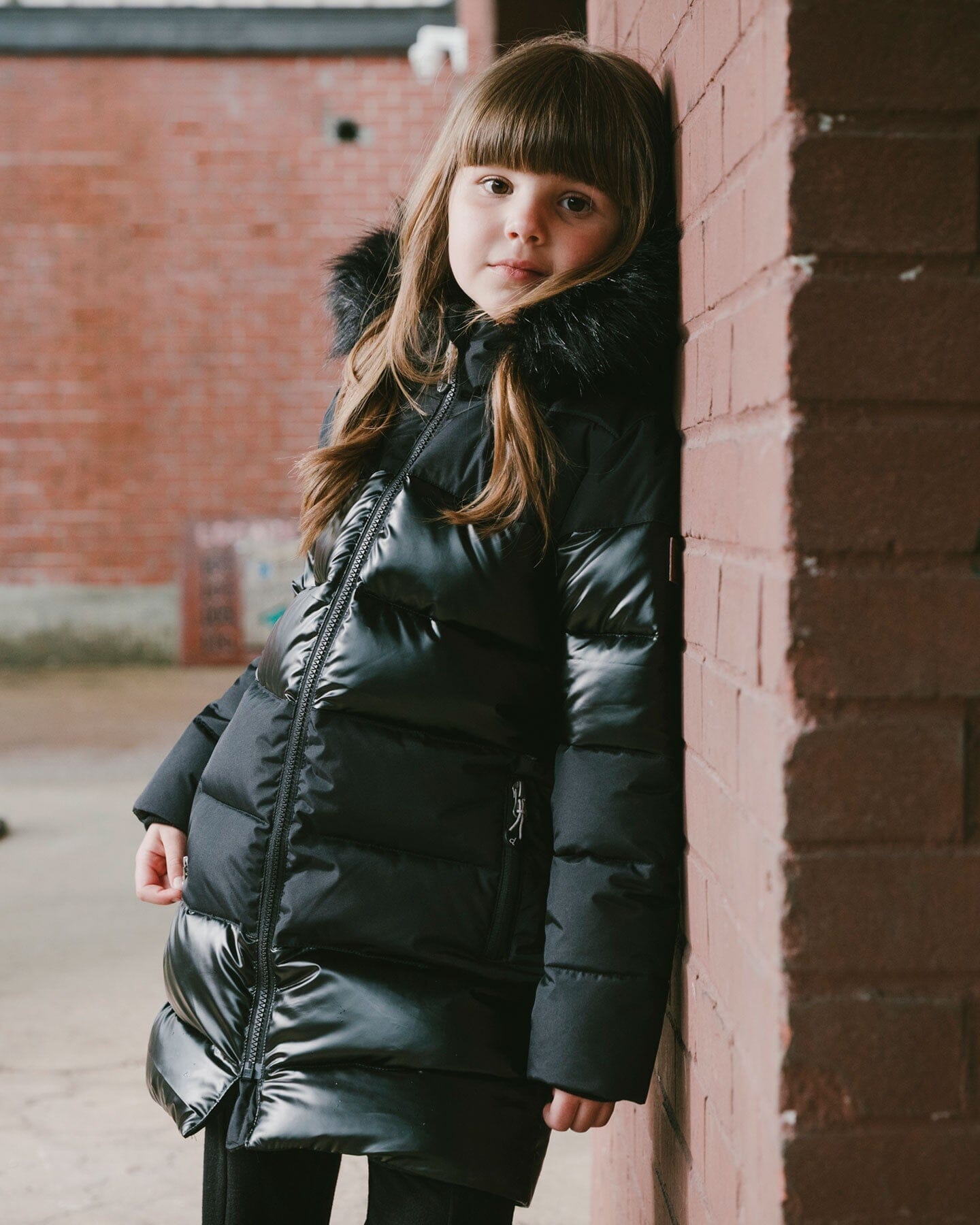 Long Metallic Puffy Coat Black
