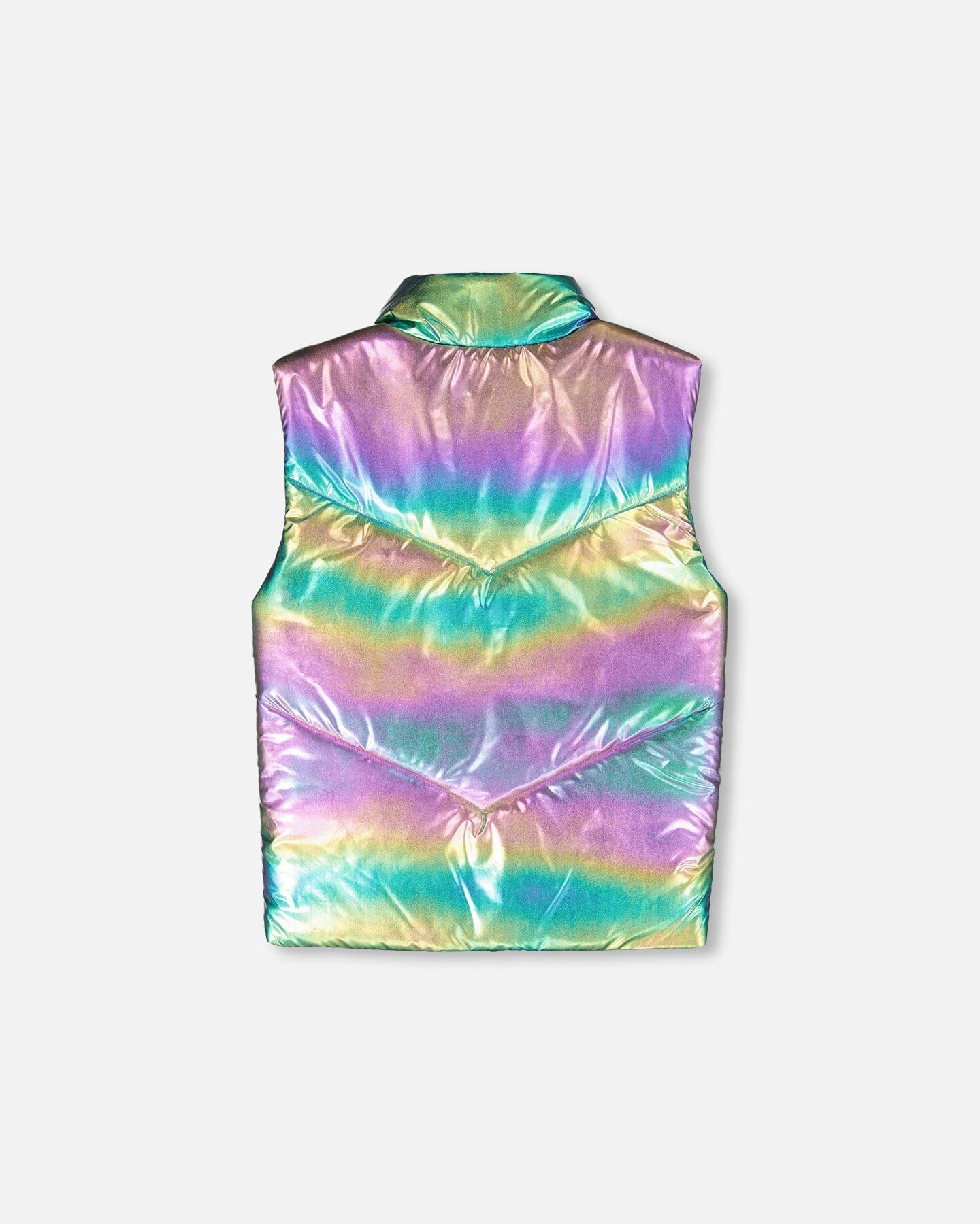 Quilted Mid-Season Sleeveless Vest Metallic Multicolor