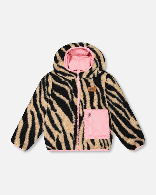 Reversible Mid-Season Sherpa Jacket Zebra