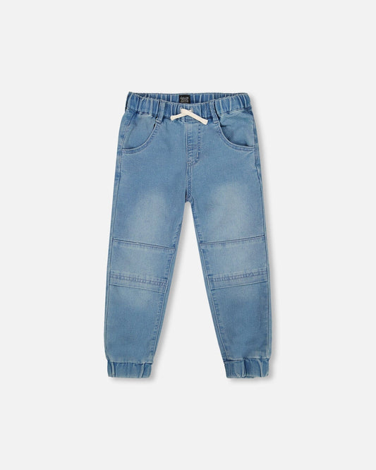 French Terry Jogger Pants Light Blue Denim