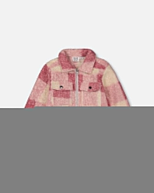 Zipped Plaid Overshirt Off-White And Pink