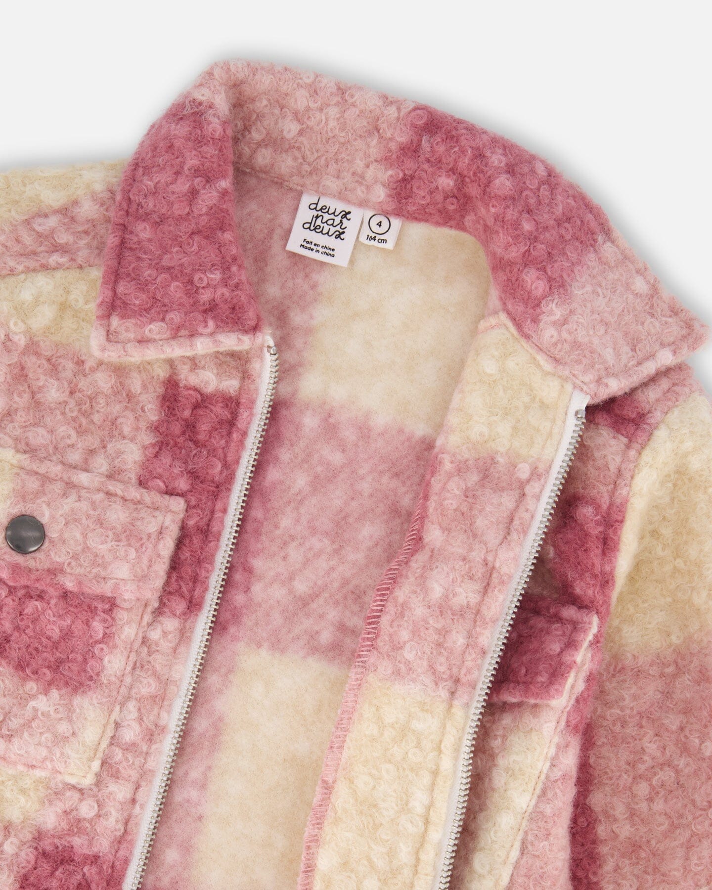 Zipped Plaid Overshirt Off-White And Pink