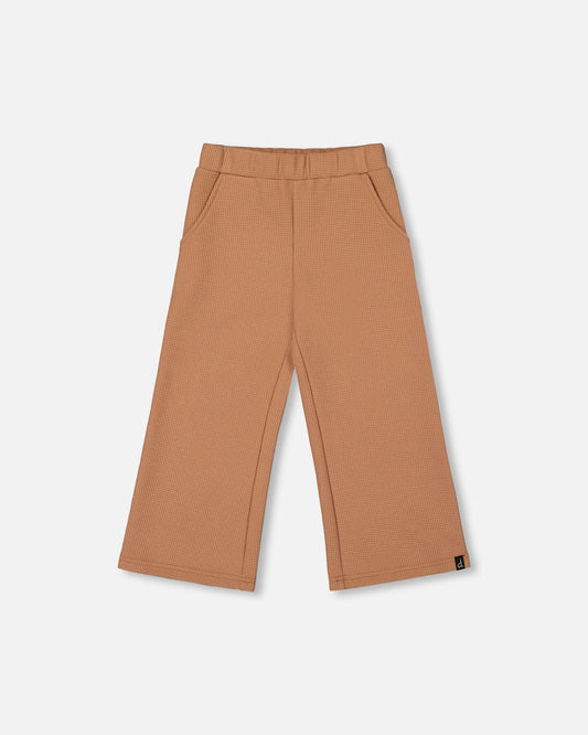 Waffle Flare Leg Pants Caramel Brown