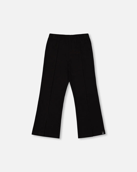 Ribbed Leggings Bootleg With Slit Black