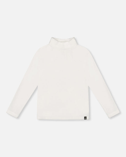 Super Soft Ribbed Mock Neck Top Off-White