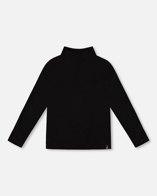Super Soft Ribbed Mock Neck Top Black