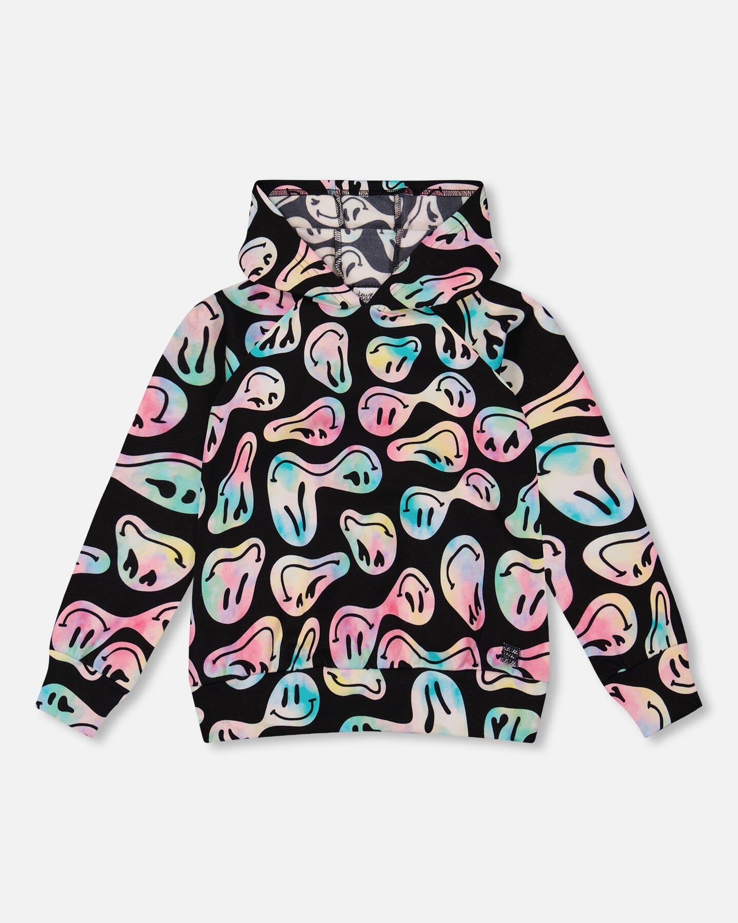 Pullover Fleece Hoodie Smiley Face Girl