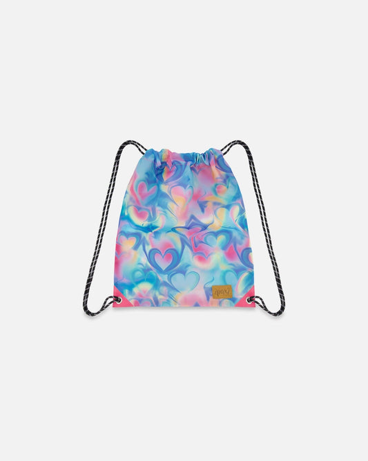 Drawstring Bag Rainbow Heart Print