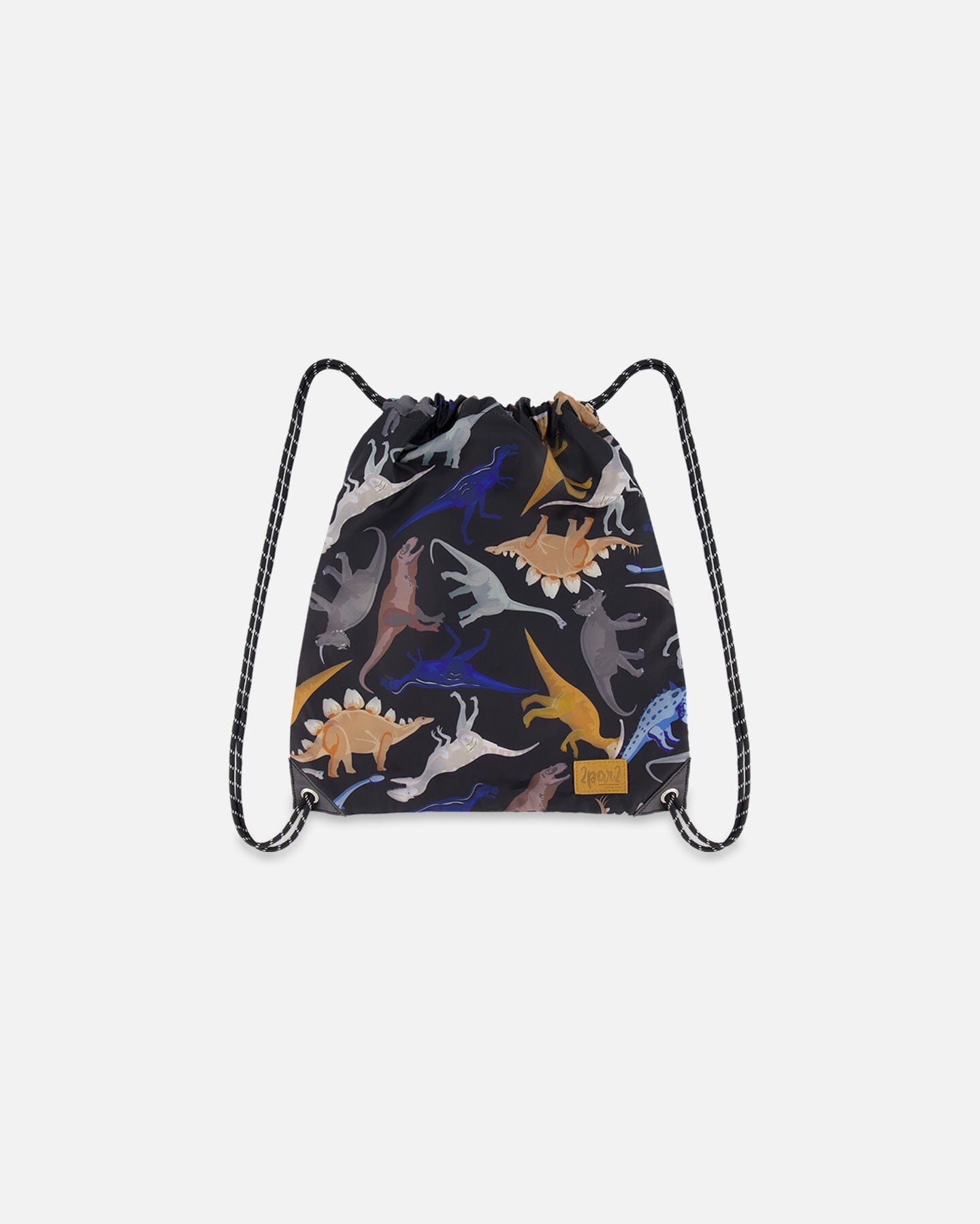 Drawstring Bag Black Dinosaur Print