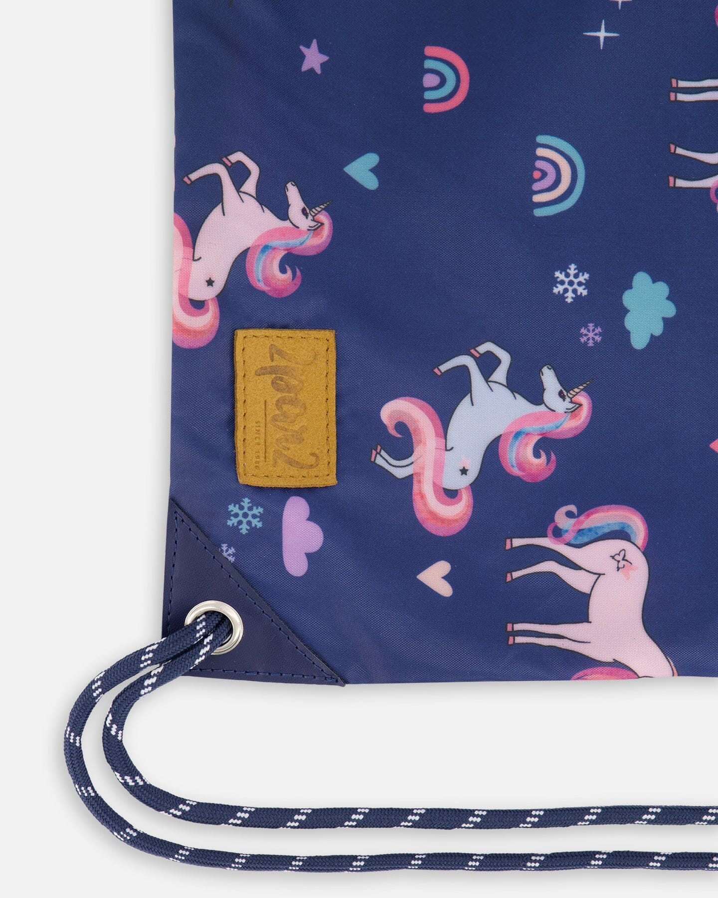 Drawstring Bag Navy Unicorn Print