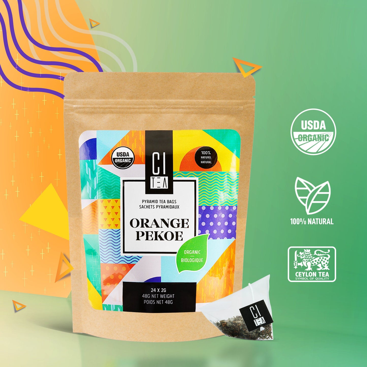 Organic Orange Pekoe - 24 Pyramid Tea Bags