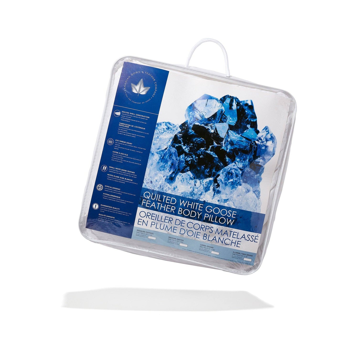 Quilted White Goose Feather Body Pillow