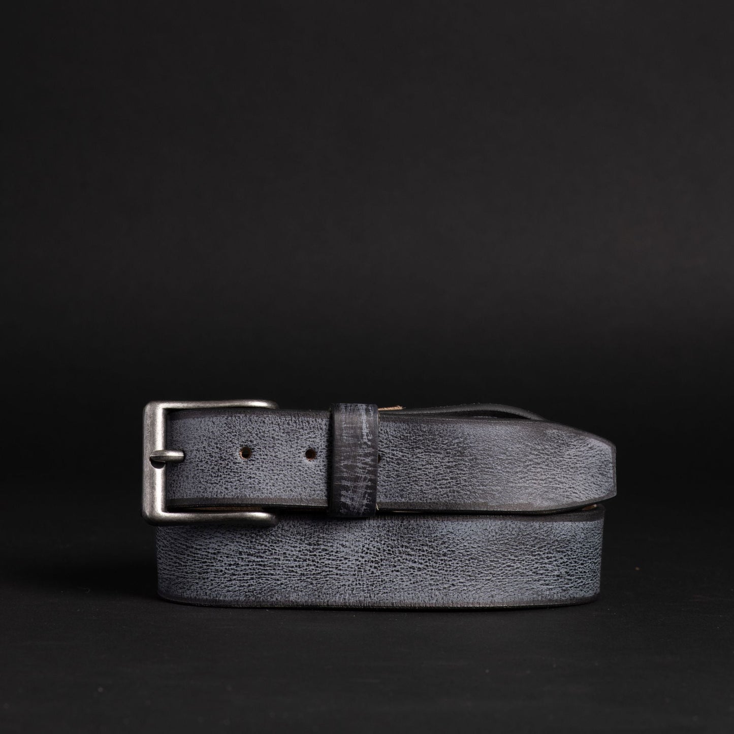 The Mountain Belt - Grey Leather Belt with Charred Edges