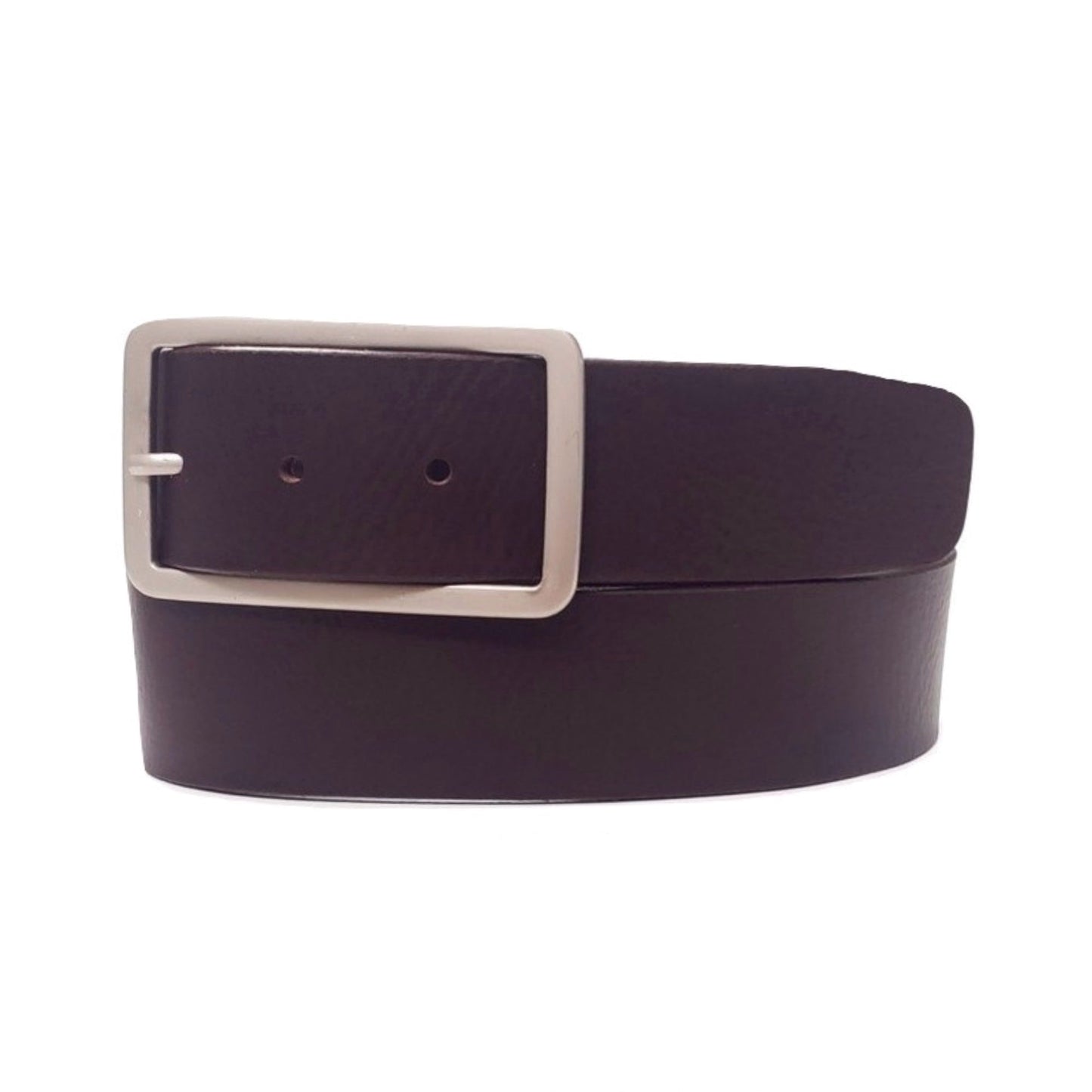 Lucille - Black Leather Dress Belt with Rectangle Buckle - Made in Canada