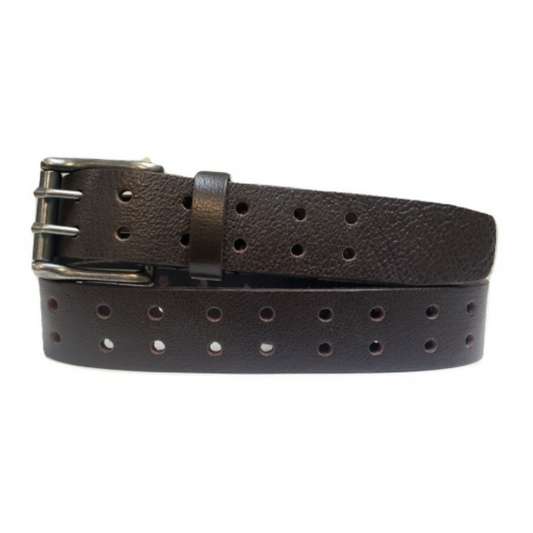 Brown Double Hole Full Grain Leather Belt