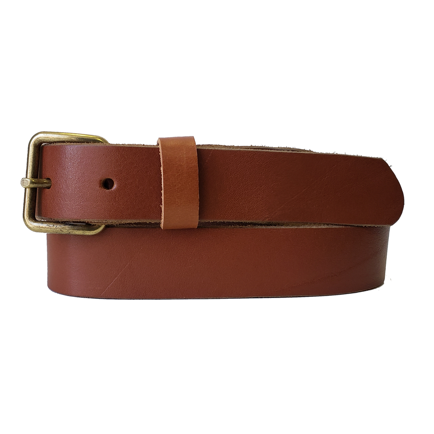Kyomi- Cognac 100% Premium Leather Belt- Made in Canada