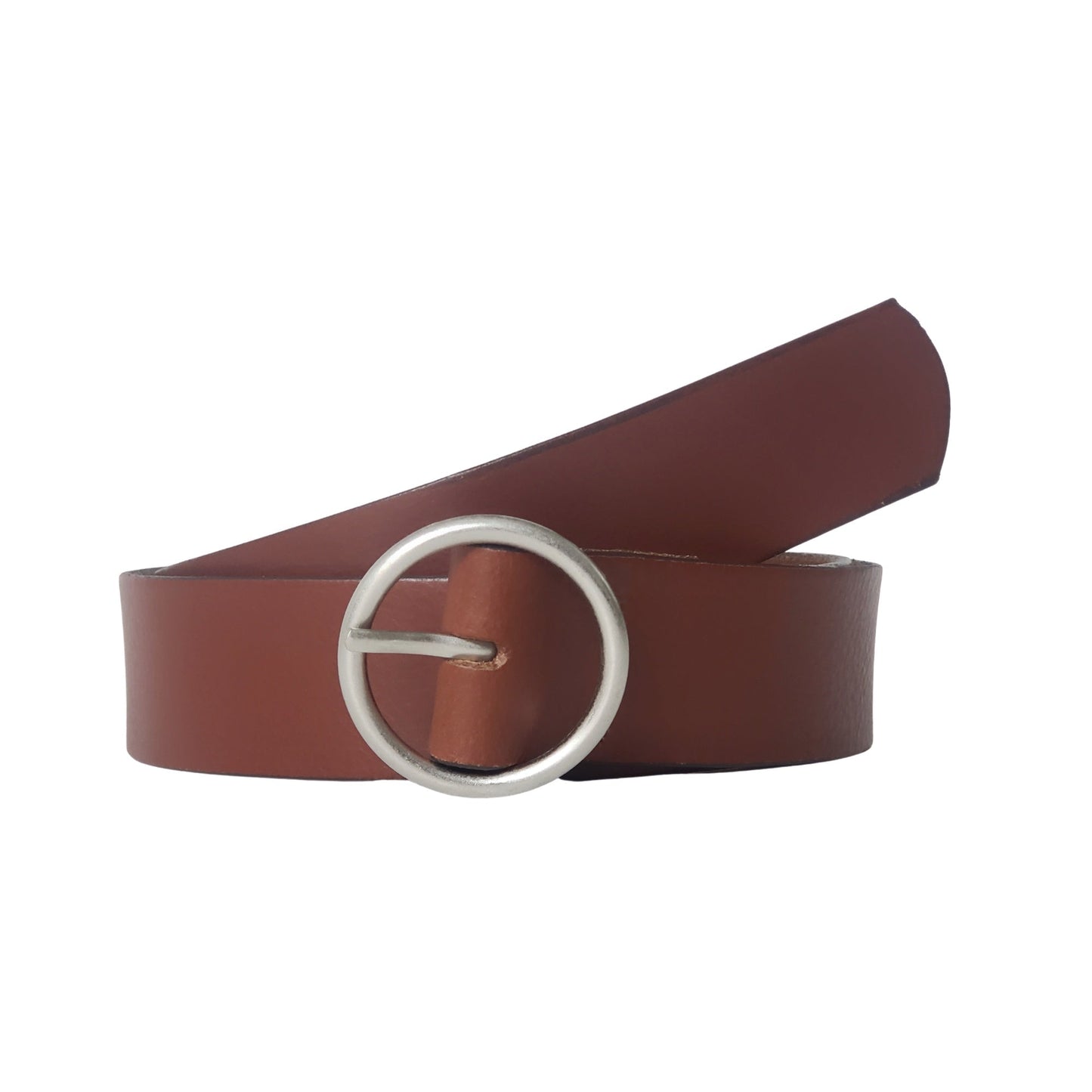 Sempre - Brown Vachetta Leather Waist Belt with Circular Buckle - Made in Canada