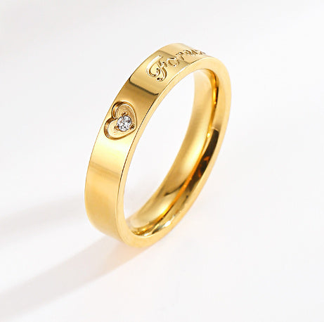 Titanium Steel 18K Gold-plated European And American Moissanite Couple Wedding Ring