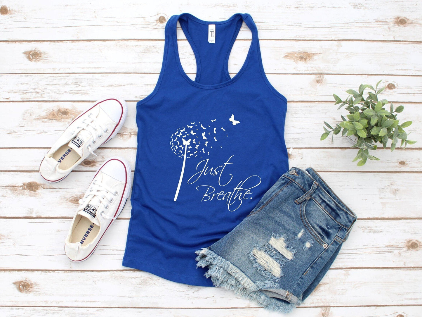 Just Breathe Butterfly Dandelion Tank Top